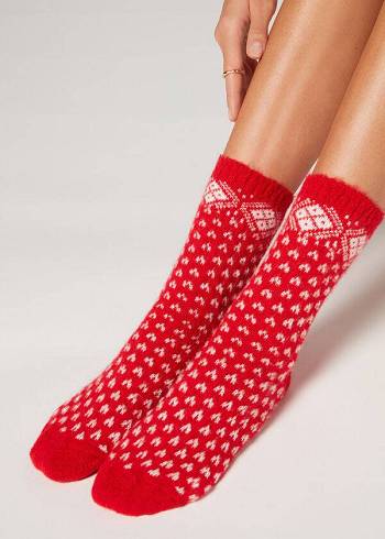 Calzedonia Christmas Soft Kort Sokken Dames Rood | NL1816NB