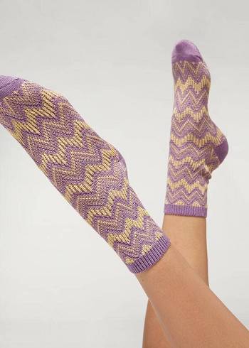 Calzedonia Colorful Chevron Motif Kort Sokken Dames Paars | NL1811ZG