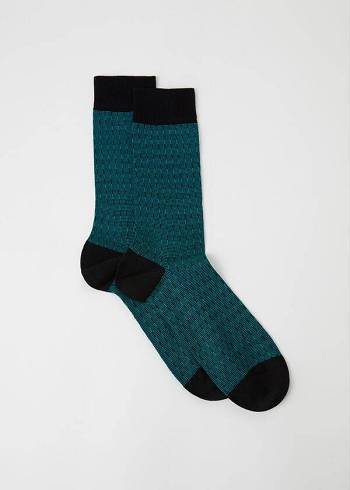 Calzedonia Geometric Design Crew Sokken Heren Olijfgroen | NL1340JJ