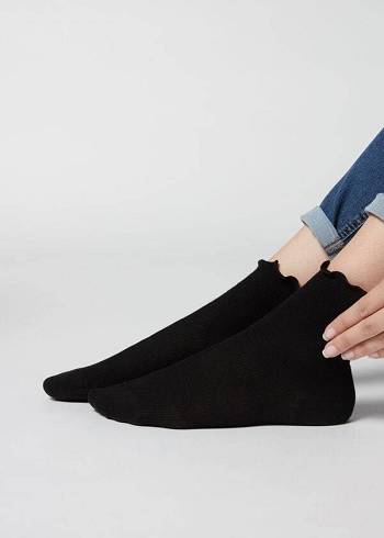 Calzedonia Geribbeld Katoenen Ankle Kort Sokken Dames Zwart | NL1718TV