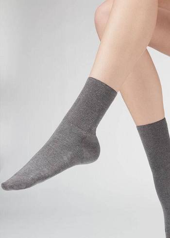 Calzedonia Kort in Katoenen with Cashmere Sokken Dames Grijs | NL1693YU