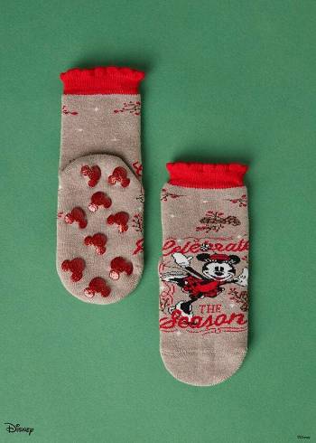 Calzedonia Non-slip Disney Minnie Mouse Christmas Kort Sokken Kinderen Bruin | NL1000MA