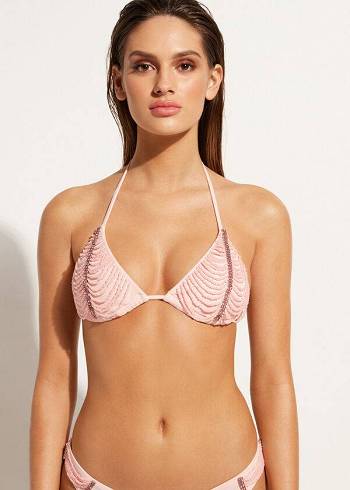Calzedonia Rhinestone Beaded Badslippers Triangle Manila Bikinitopjes Dames Roze | NL2234QZ